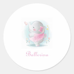 Roze olifant Ballerina in Roze Tutu Script Baby Ronde Sticker