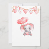 Roze olifant ballonnen Baby Girl Birthday Kaart (Achterkant)