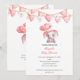 Roze Olifant Ballonnen Baby Shower Kaart