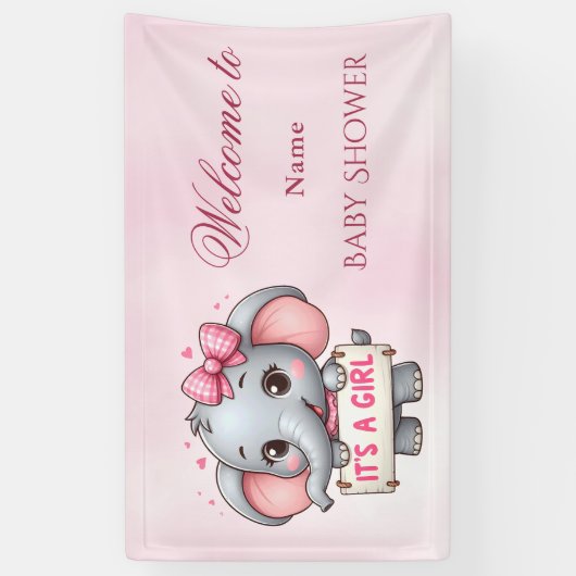 Roze Olifant Banner (Verticaal)