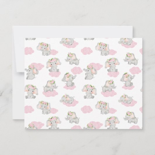 Roze Olifant Bedankkaart voor Baby shower (Achterkant)