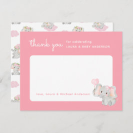 Roze Olifant Bedankkaart voor Baby shower