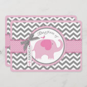 Roze olifant Bird en Chevron Print Baptisme Kaart (Voorkant / Achterkant)