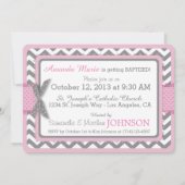 Roze olifant Bird en Chevron Print Baptisme Kaart (Achterkant)