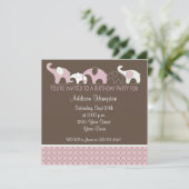 Roze olifant Birthday Party Invitation Kaart (Staand voorkant)