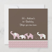 Roze olifant Birthday Party Invitation Kaart (Achterkant)