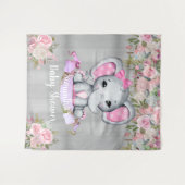 Roze Olifant Bloemen Foto Achtergrond Baby Shower Wandkleed (Voorkant (horizontaal))