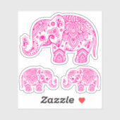 Roze olifant  bloemenpaisley sticker (Vel)