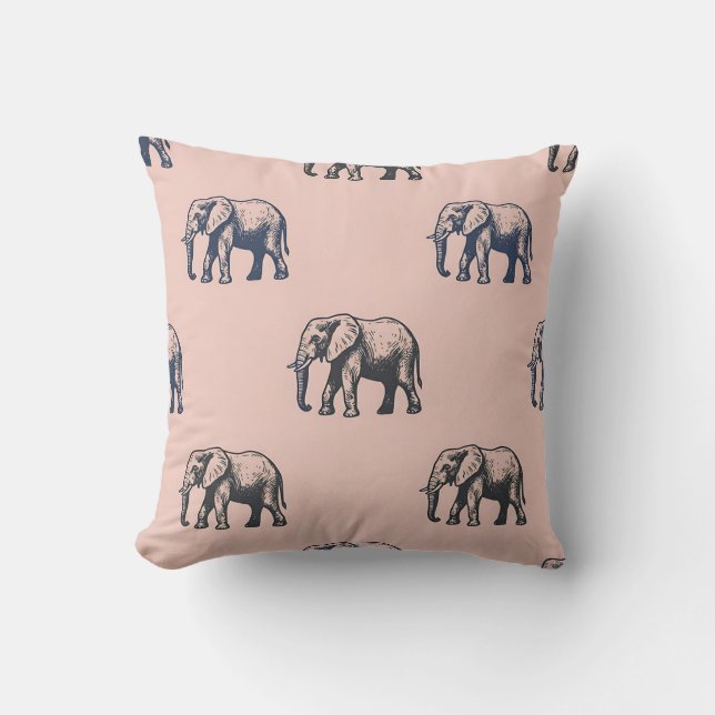 Roze Olifant Boerderij Kussen Decoratie (Voorkant)