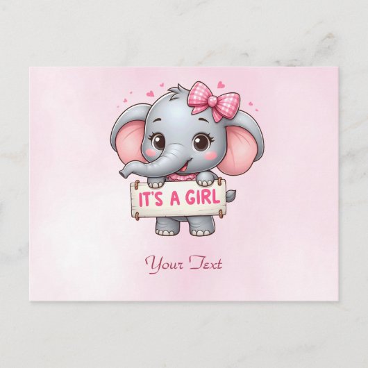 Roze Olifant Briefkaart (Voorkant)
