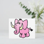 Roze olifant briefkaart (Staand voorkant)