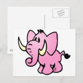 Roze olifant briefkaart (Voorkant / Achterkant)