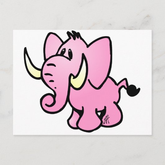 Roze olifant briefkaart (Voorkant)