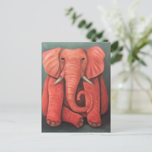 Roze olifant briefkaart (Staand voorkant)
