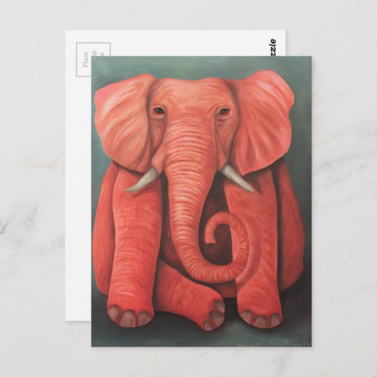 Roze olifant briefkaart (Voorkant / Achterkant)