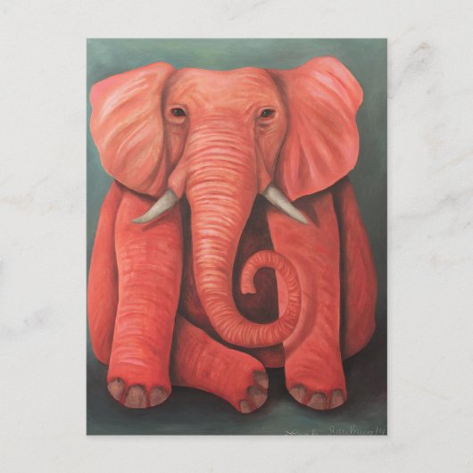Roze olifant briefkaart (Voorkant)