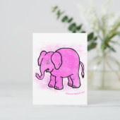 roze olifant briefkaart (Staand voorkant)