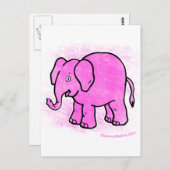 roze olifant briefkaart (Voorkant / Achterkant)