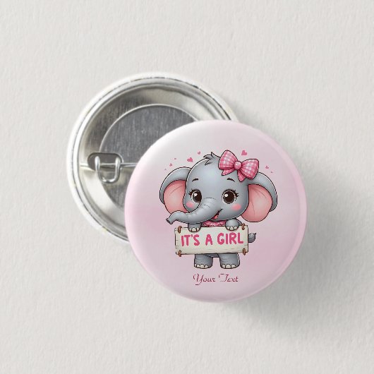 Roze Olifant Button (Voorkant /achterkant)