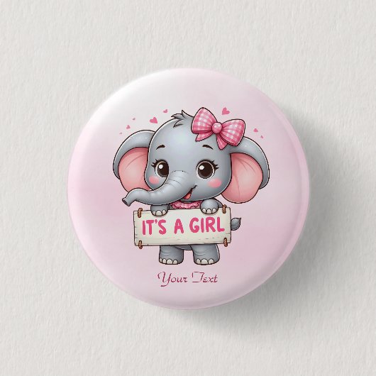 Roze Olifant Button (Voorkant)