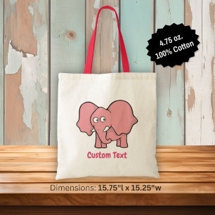 Roze olifant cartoon boodschappentas tote bag