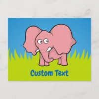 Roze olifant cartoon briefkaart
