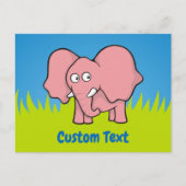 Roze olifant cartoon briefkaart (Voorkant)