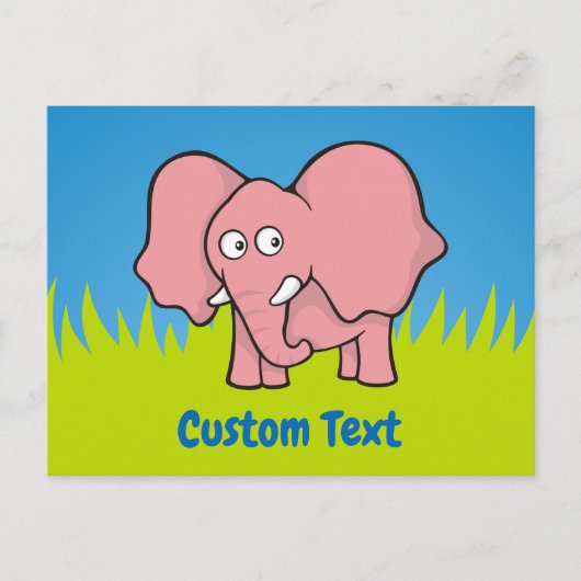 Roze olifant cartoon briefkaart (Voorkant)