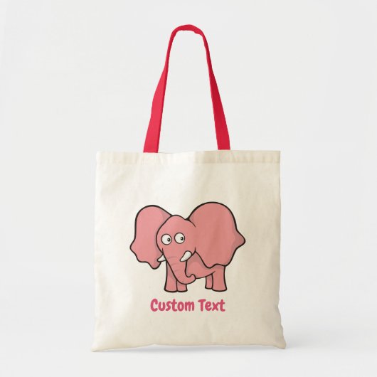 Roze olifant cartoon canvas tas (Voorkant)