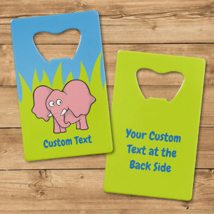 Roze olifant cartoon creditcard flesopener creditkaart flessenopener