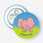 Roze olifant cartoon flesopener button flesopener (Voorkant)
