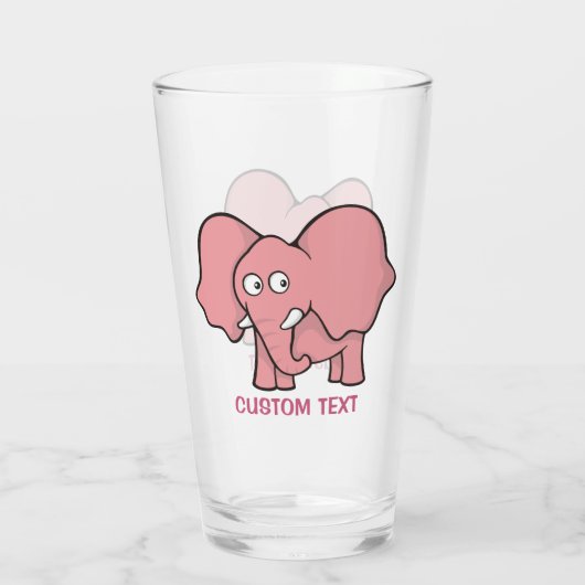 Roze olifant Cartoon Glas (Achterkant)