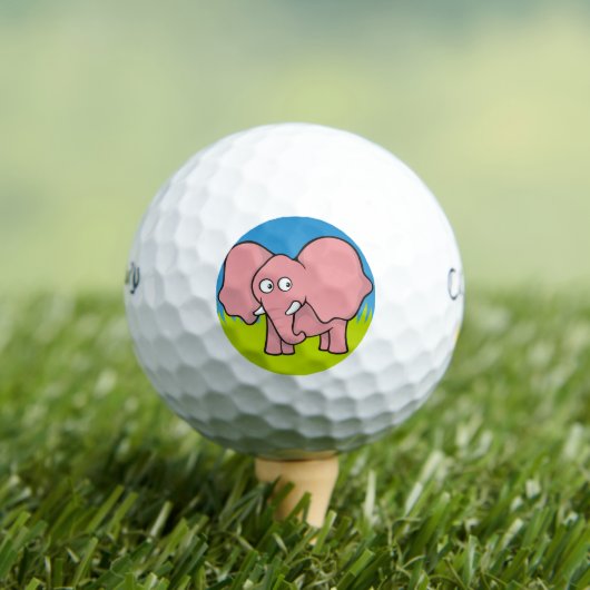 Roze olifant cartoon golfballen (Insitu Shirt)
