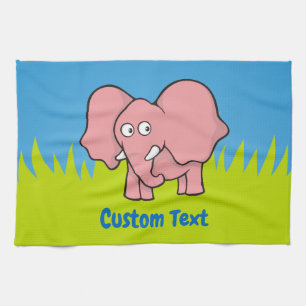 Roze olifant cartoon handdoek
