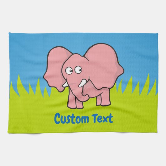 Roze olifant cartoon handdoek (Horizontaal)