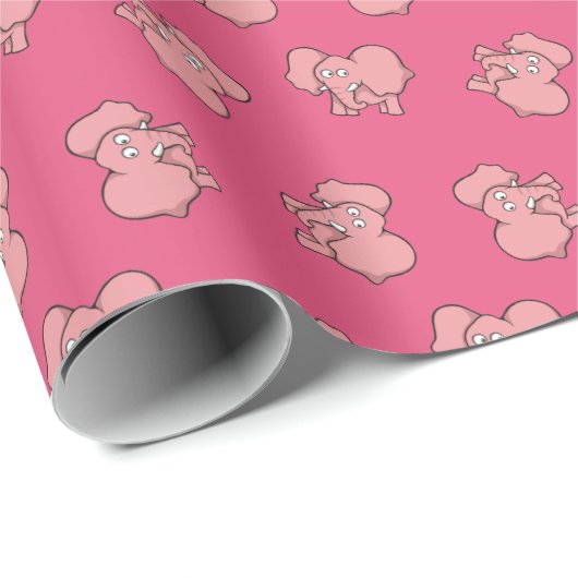 Roze olifant cartoon inpakpapier (Rol Hoek)