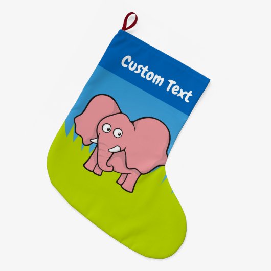 Roze olifant cartoon kerstmis grote kerstsok (Voorkant (Hangend))