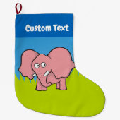 Roze olifant cartoon kerstmis grote kerstsok (Voorkant)