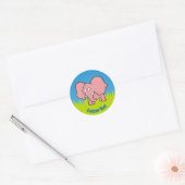 Roze olifant cartoon klassieke ronde sticker (Envelop)