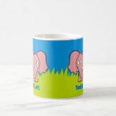 Roze olifant cartoon koffie mok (Center)