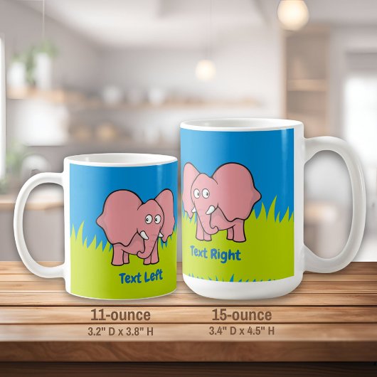 Roze olifant cartoon koffie mok