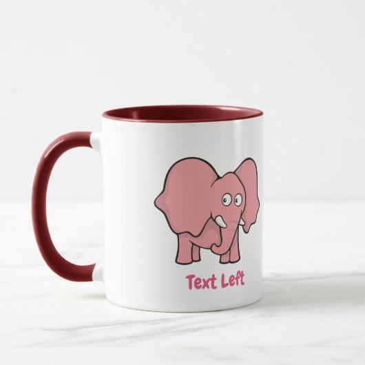 Roze olifant cartoon mok (Links)