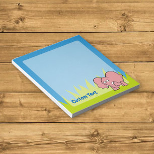 Roze olifant cartoon notitieblok