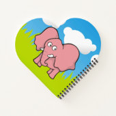 Roze Olifant Cartoon Notitieboek (Achterkant)