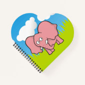Roze Olifant Cartoon Notitieboek (Voorkant)