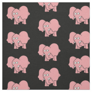 Roze olifant Cartoon Patroon Stof