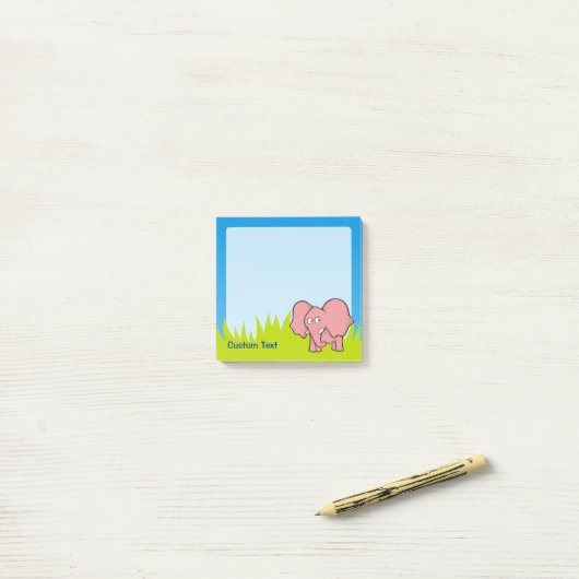 Roze olifant Cartoon Post-it® Notes (Op bureau)