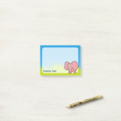 Roze olifant Cartoon Post-it® Notes (Op bureau)