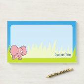 Roze olifant Cartoon Post-it® Notes (Op bureau)
