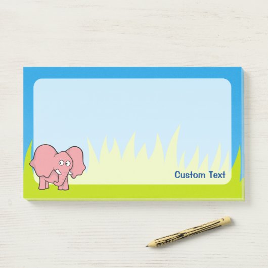 Roze olifant Cartoon Post-it® Notes (Op bureau)